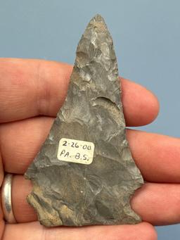 3 1/8" Onondaga Chert Meadowood Point, Found in Pennsylvania, Ex: Bob Sharp Collection