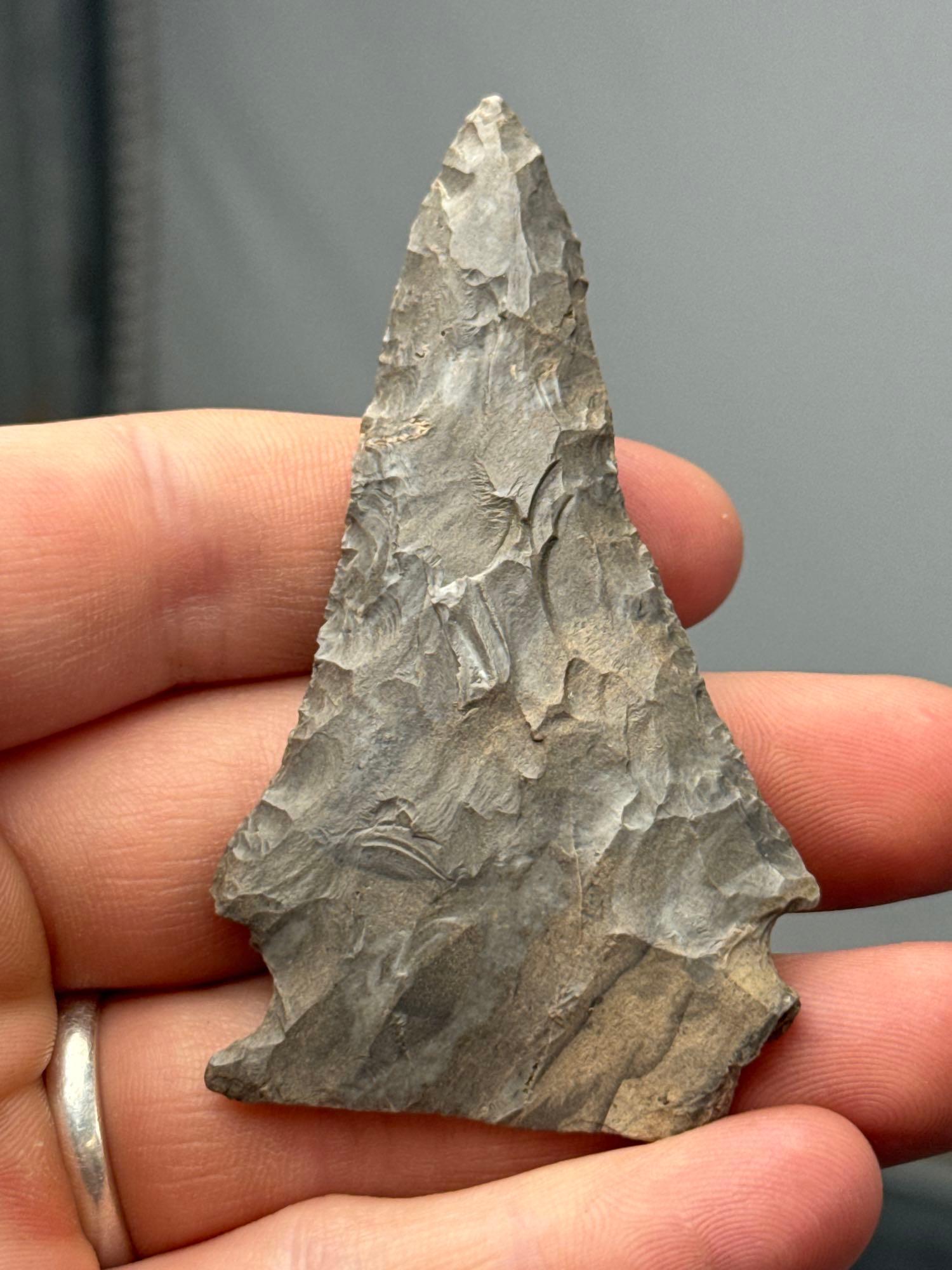 3 1/8" Onondaga Chert Meadowood Point, Found in Pennsylvania, Ex: Bob Sharp Collection