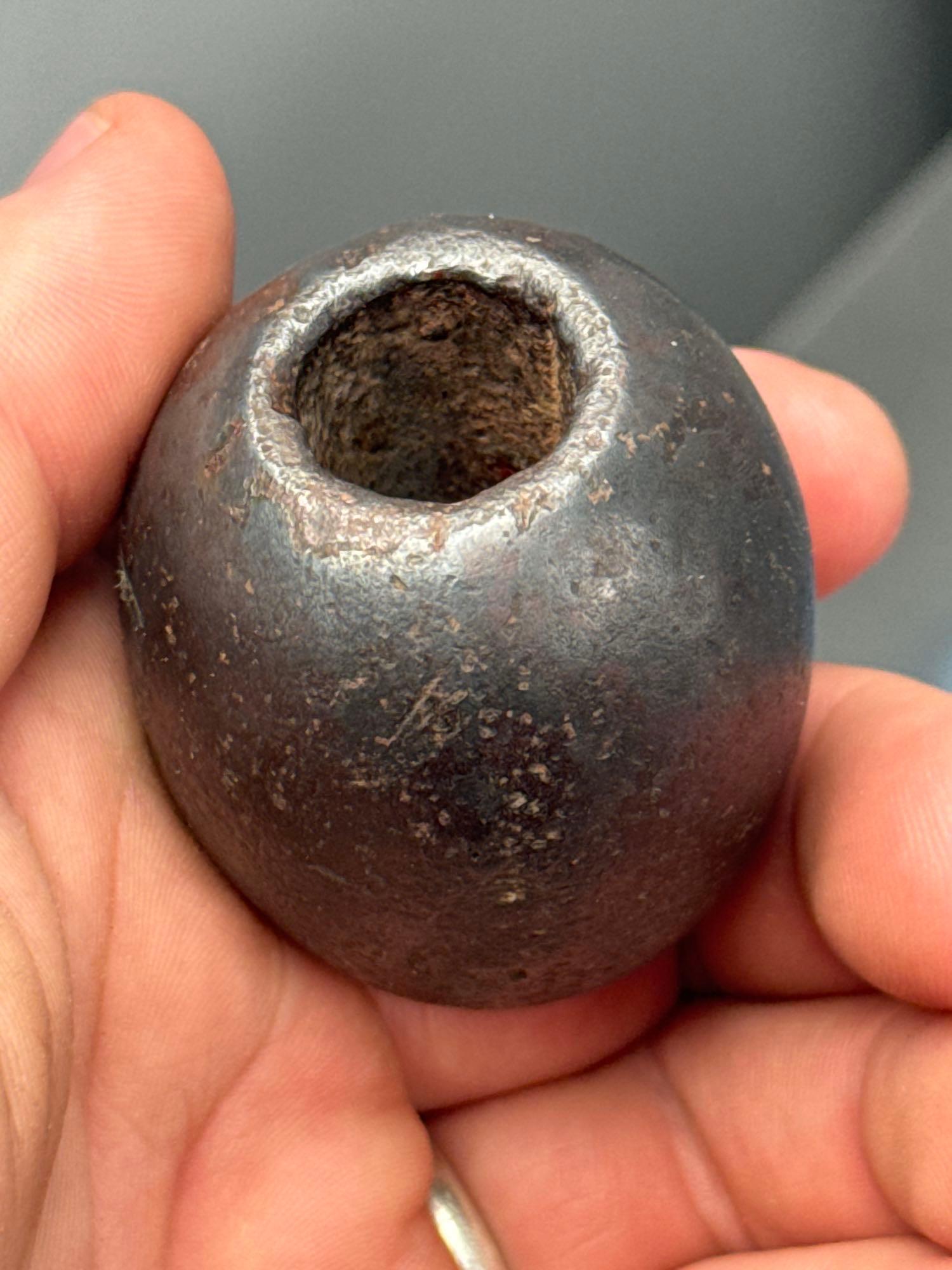 RARE 2" Heavy Hematite Ball Bannerstone or Pipe, Incredible Artifact, Found in Ross Co., Ohio, Ex: B