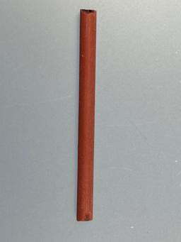 2 3/16" Long Red Straw, Susquehannock Bead, Found Oscar Leibhart Site, York Co PA 1665-1682, by Dona