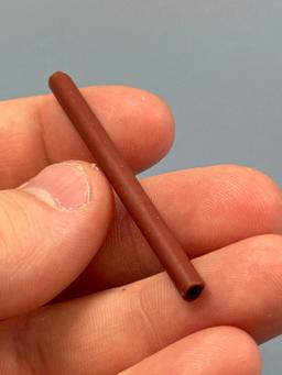 2 3/16" Long Red Straw, Susquehannock Bead, Found Oscar Leibhart Site, York Co PA 1665-1682, by Dona