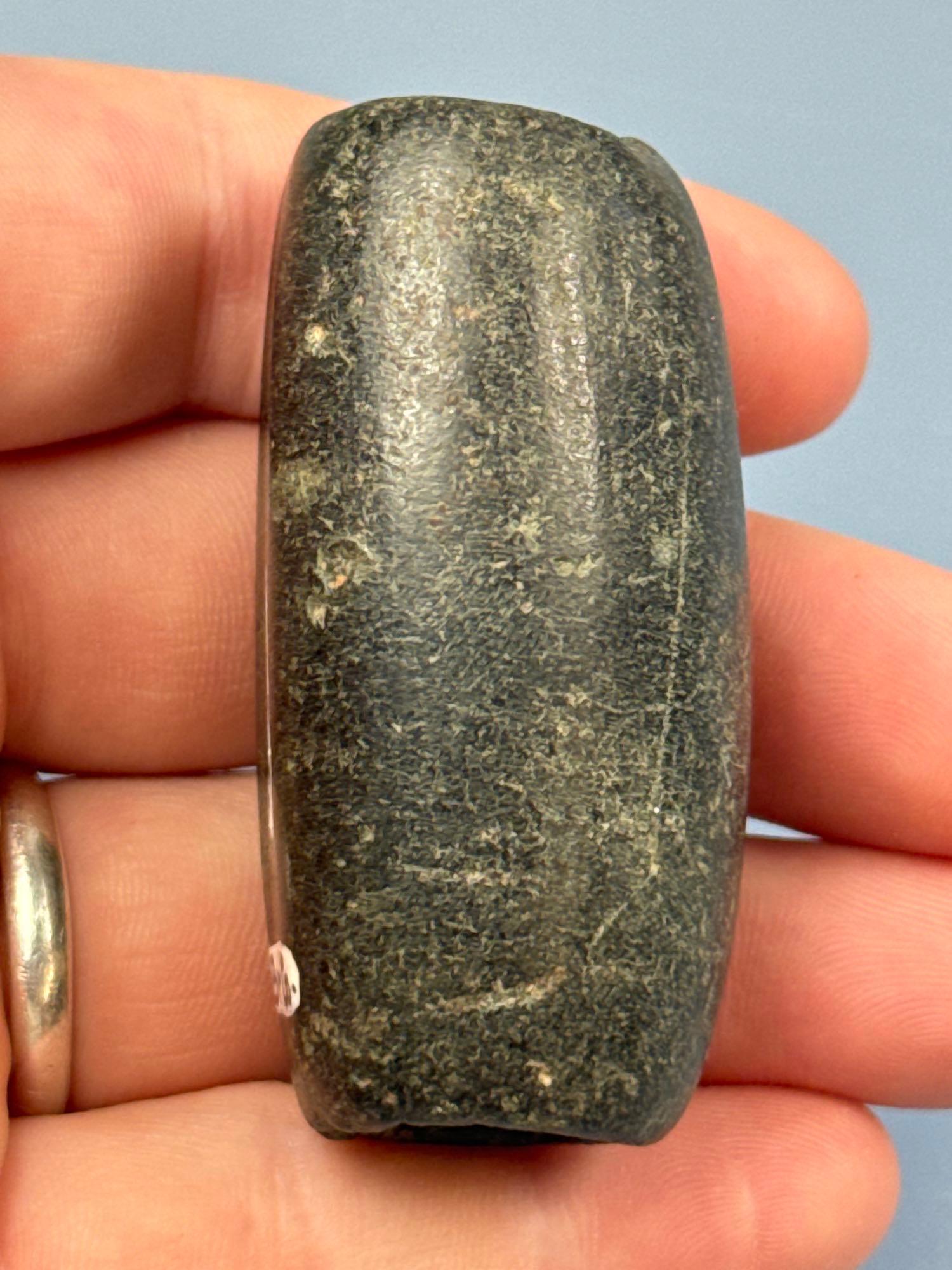 FINE Polished Steatite, Fluted Tube Bannerstone, Found in Towanda, Bradford Co, PA, Ex: Rich Johnsto