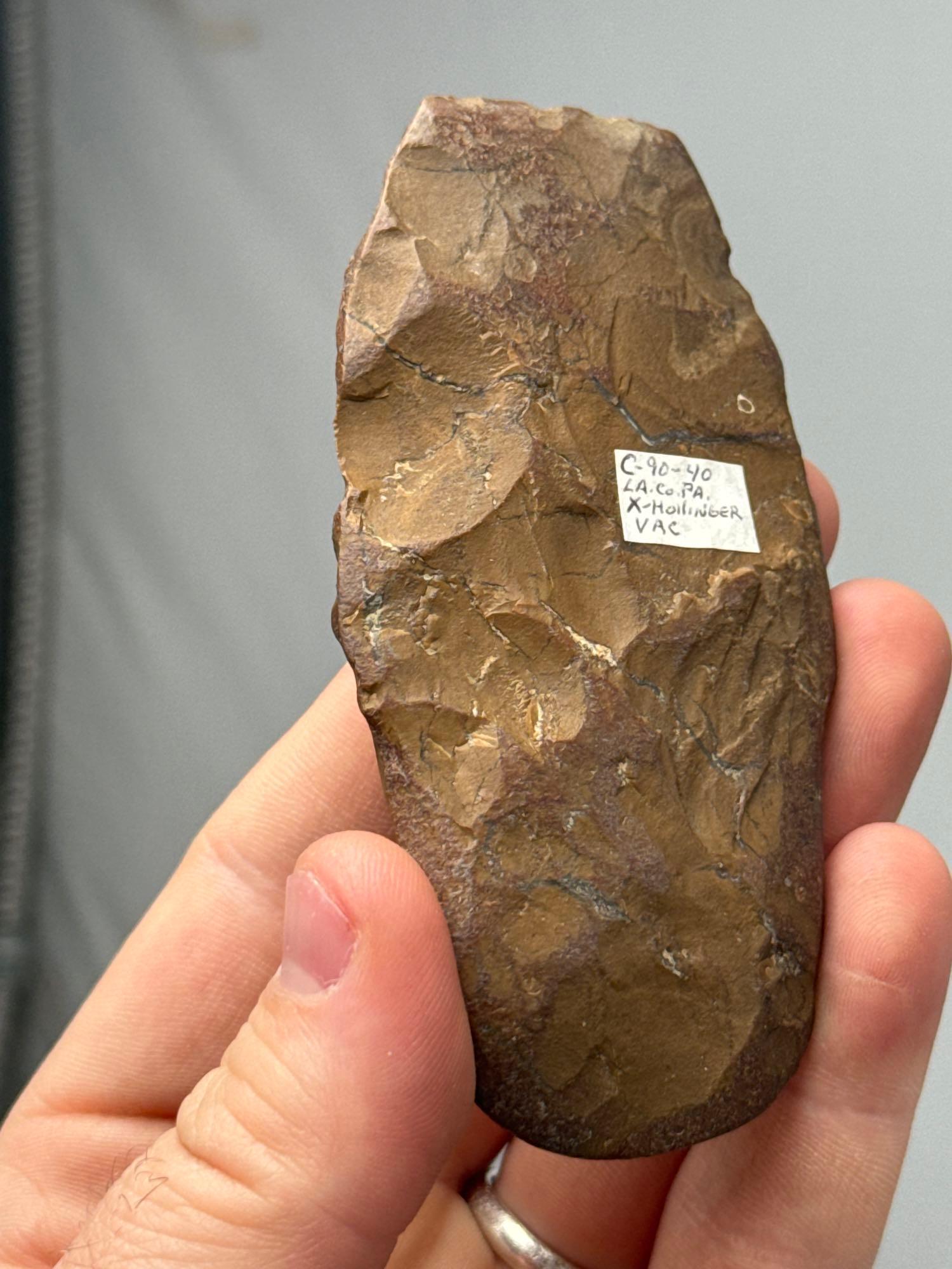 3 7/8" Knobbed Celt/Adze, Heavily Polished Bit, Made of JASPER, Found in Lancaster Co., PA, Ex: Holl