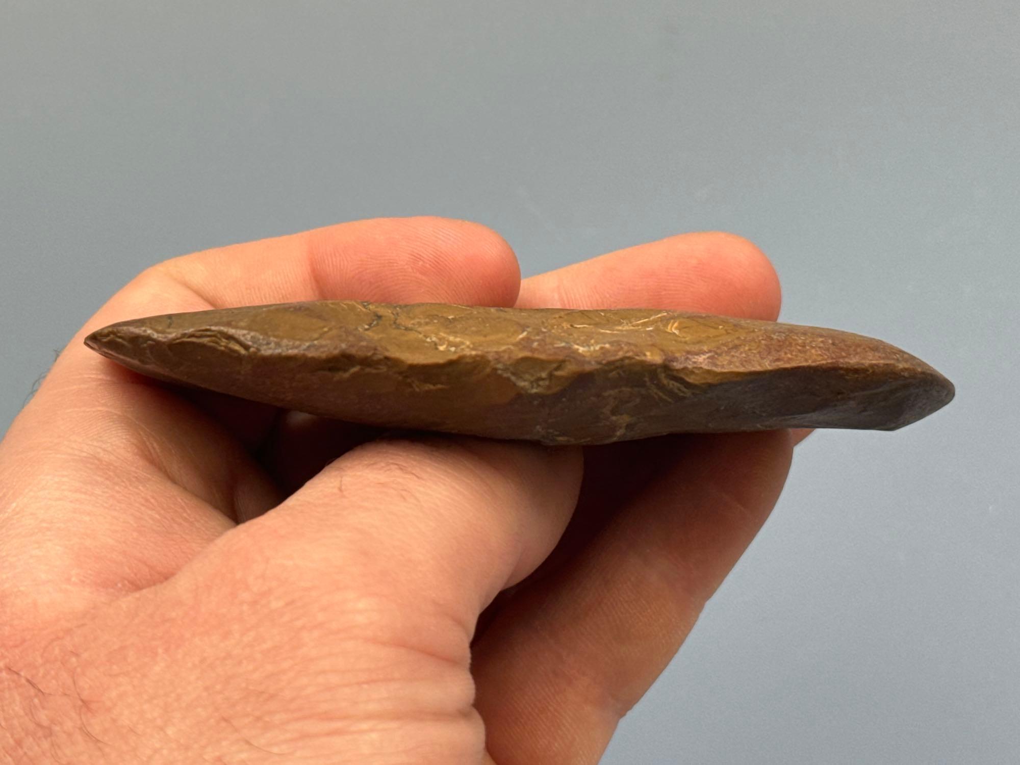 3 7/8" Knobbed Celt/Adze, Heavily Polished Bit, Made of JASPER, Found in Lancaster Co., PA, Ex: Holl