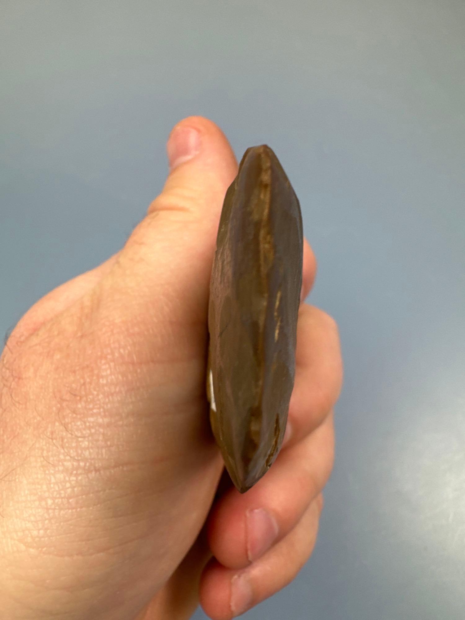 3 7/8" Knobbed Celt/Adze, Heavily Polished Bit, Made of JASPER, Found in Lancaster Co., PA, Ex: Holl
