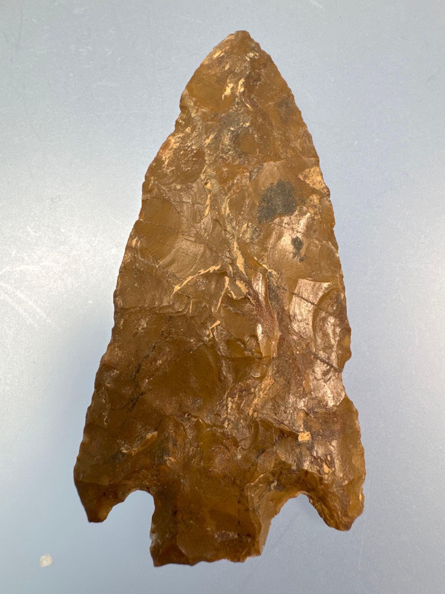 2 5/8" Corner Notch Point, Jasper,Ex: Clyde Youtz Collection of Newmanstown, PA, Purchased at a Cone