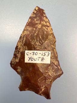 1 3/4" Heat-Treated Red Jasper Broadpoint, Ex: Clyde Youtz Collection of Newmanstown, PA, Purchased