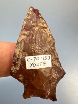 1 3/4" Heat-Treated Red Jasper Broadpoint, Ex: Clyde Youtz Collection of Newmanstown, PA, Purchased