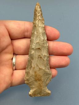 Large 4 7/8" Glossy Flint Point, Side Notch, Excellent Example, Found in Illinois, Purchased by Walt