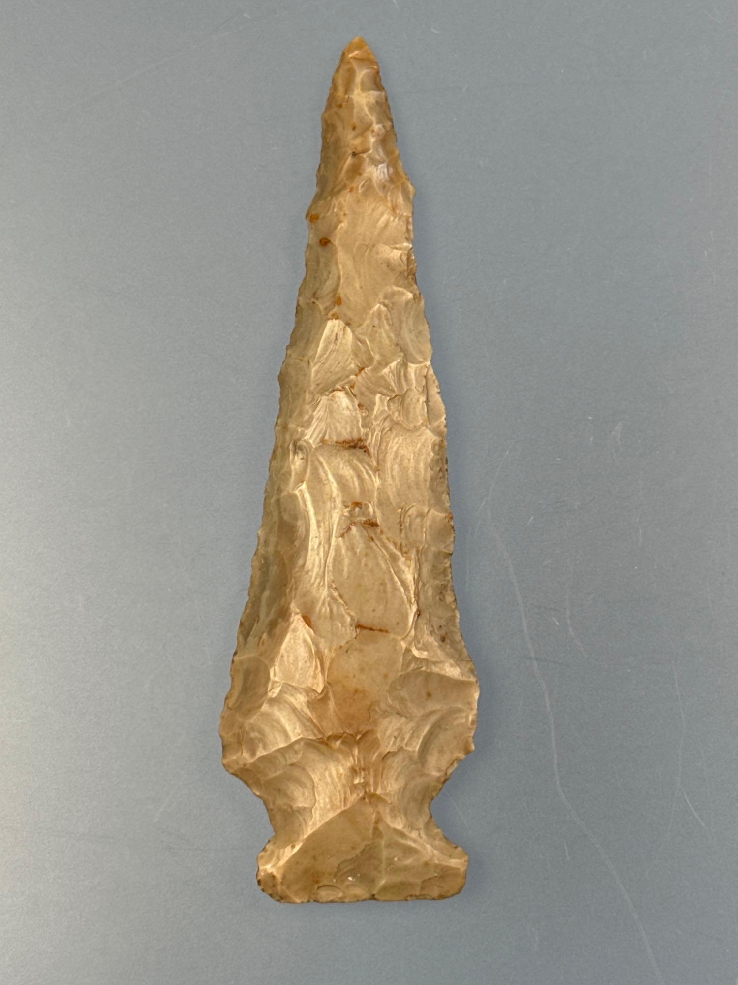 Large 4 7/8" Glossy Flint Point, Side Notch, Excellent Example, Found in Illinois, Purchased by Walt