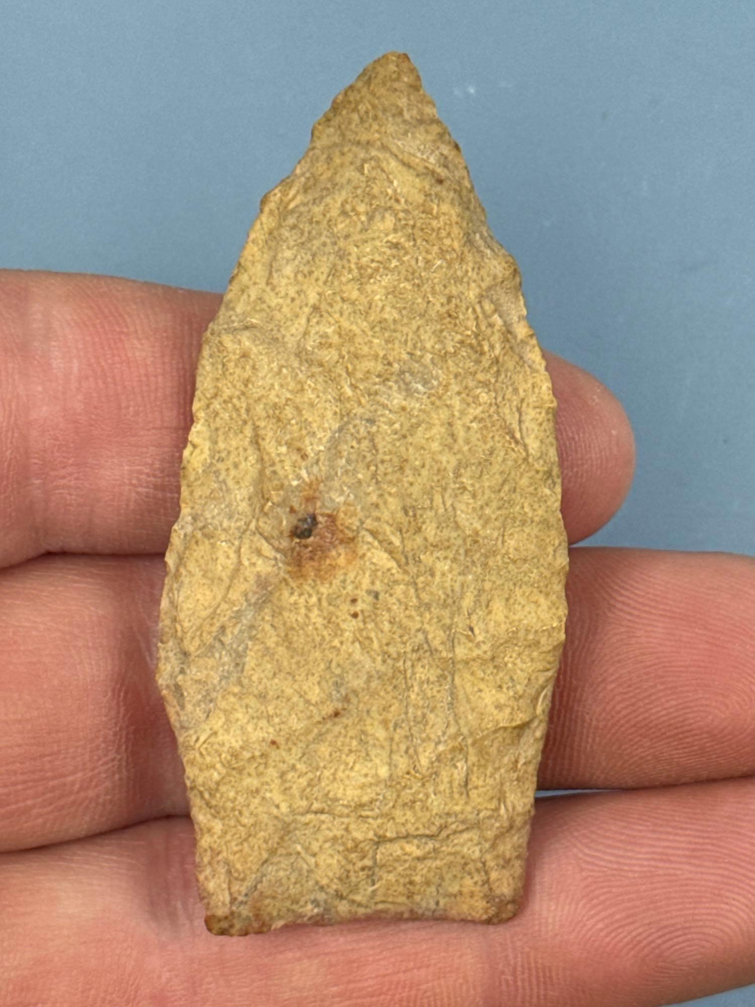 2 1/2" Yellow Jasper Fox Creek Lanceolate Point, Found in PA/NJ/NY Tristate Area, Ex: Harry Mucklin,