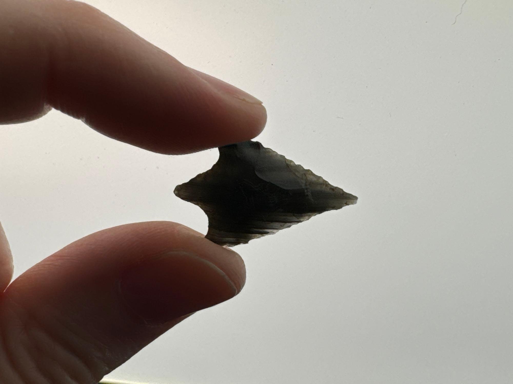 Pair of Fine Gem Points, Longest 1 1/8", Obsidian, Found by Bob Ashlock in 1950's in Wasco Co., Oreg