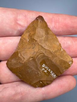 1 13/16" Lehigh Broad Style Point, Thin, Found in Pennsylvania, Ex: Wilhide Collection