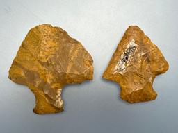 Pair of Colorful JASPER Perkiomen Points, Found in Berks Co., PA, Longest is 1 3/4", Ex: Jim Bowers