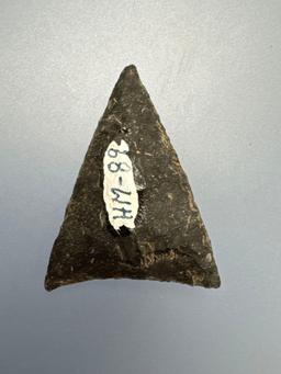 1 1/4" Black Chert Triangle Arrowhead, Found in PA/NJ/NY Tristate Area, Ex: Harry Mucklin, Lemaster,