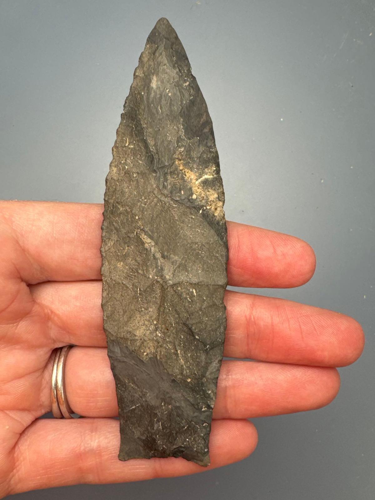 4 1/8" Ohio Lanceolate, Nellie Chert, Found in Crawford Co., PA near Conneaut Lake by Orville McJunt