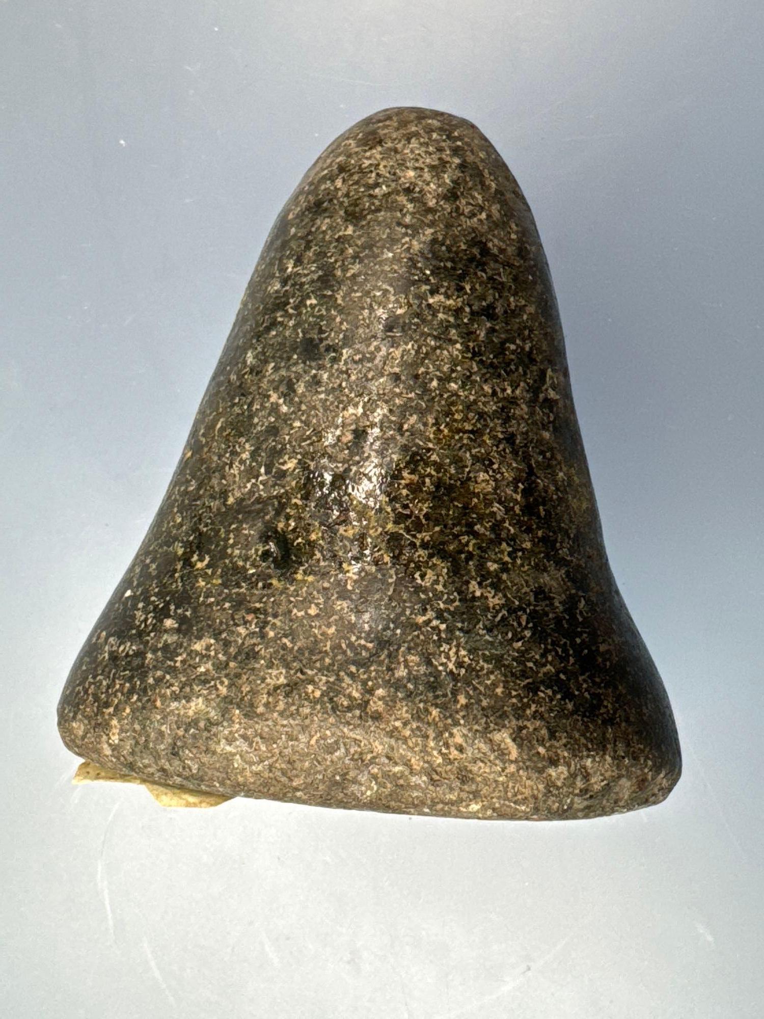 3 7/8" Highly Polished Hardstone Bell Pestle, Dimple on Bottom, Found in Ohio, Ex: Carence Haushouer