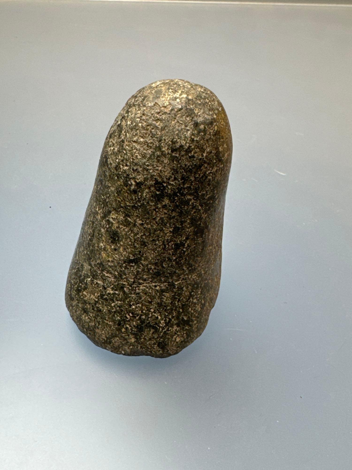 3 7/8" Highly Polished Hardstone Bell Pestle, Dimple on Bottom, Found in Ohio, Ex: Carence Haushouer