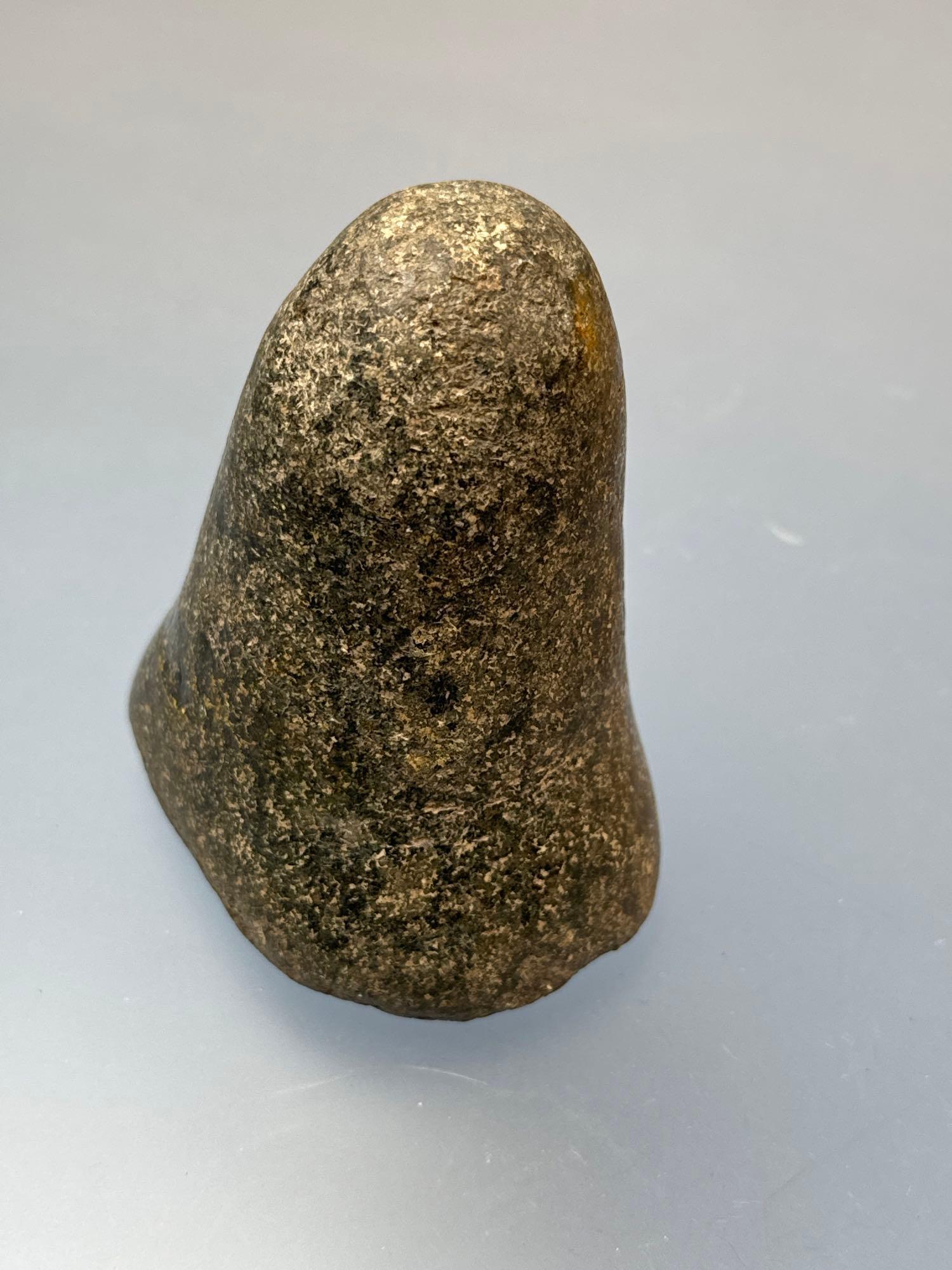 3 7/8" Highly Polished Hardstone Bell Pestle, Dimple on Bottom, Found in Ohio, Ex: Carence Haushouer