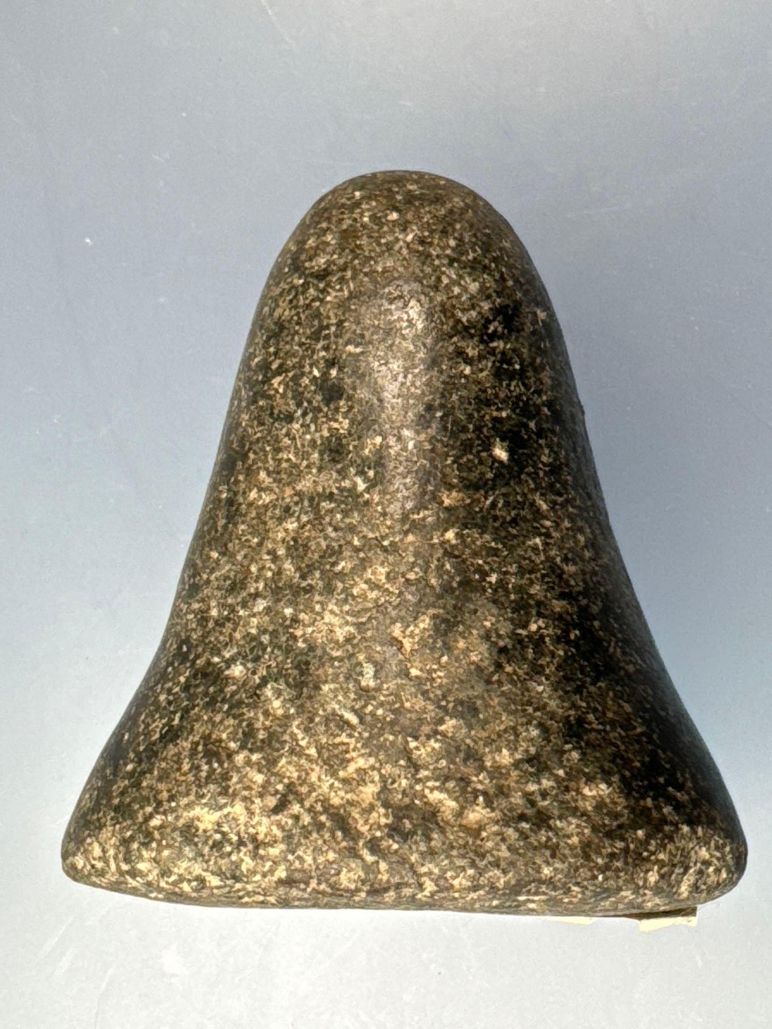 3 7/8" Highly Polished Hardstone Bell Pestle, Dimple on Bottom, Found in Ohio, Ex: Carence Haushouer