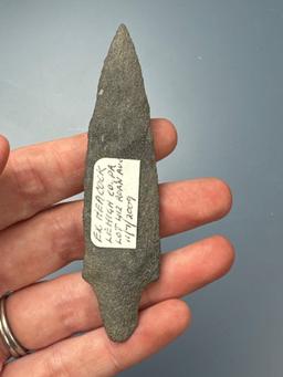 NICE 3 1/2" Argillite Poplar Island Point, Found in Lehigh Co., PA, Ex: Heacock Collection (Purchase