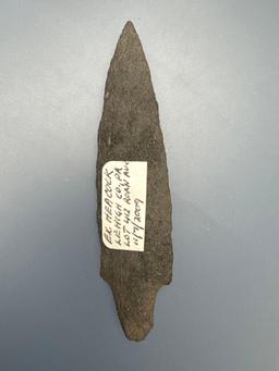 NICE 3 1/2" Argillite Poplar Island Point, Found in Lehigh Co., PA, Ex: Heacock Collection (Purchase