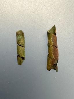 x2 Rare Spiral Brass Beads, Susquehannock, Found Oscar Leibhart Site, York Co PA 1665-1682, by Donal