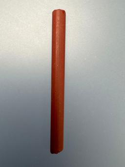 Longer 1 3/4" Red Straw Tube Bead, Susquehannock, Found Oscar Leibhart Site, York Co PA 1665-1682, b