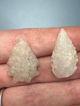 RARE, x1 Serrated Point, x1 Eccentric Serrated Point, Quartz, Found in Berks Co., PA, Longest is 1 1