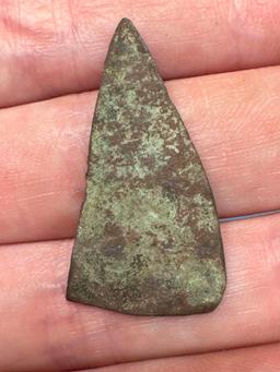 1 1/4" Brass Cut Trade Triangle, Iroquoian, Found in New York