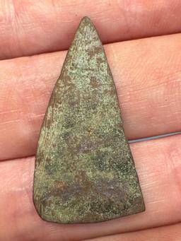 1 1/4" Brass Cut Trade Triangle, Iroquoian, Found in New York