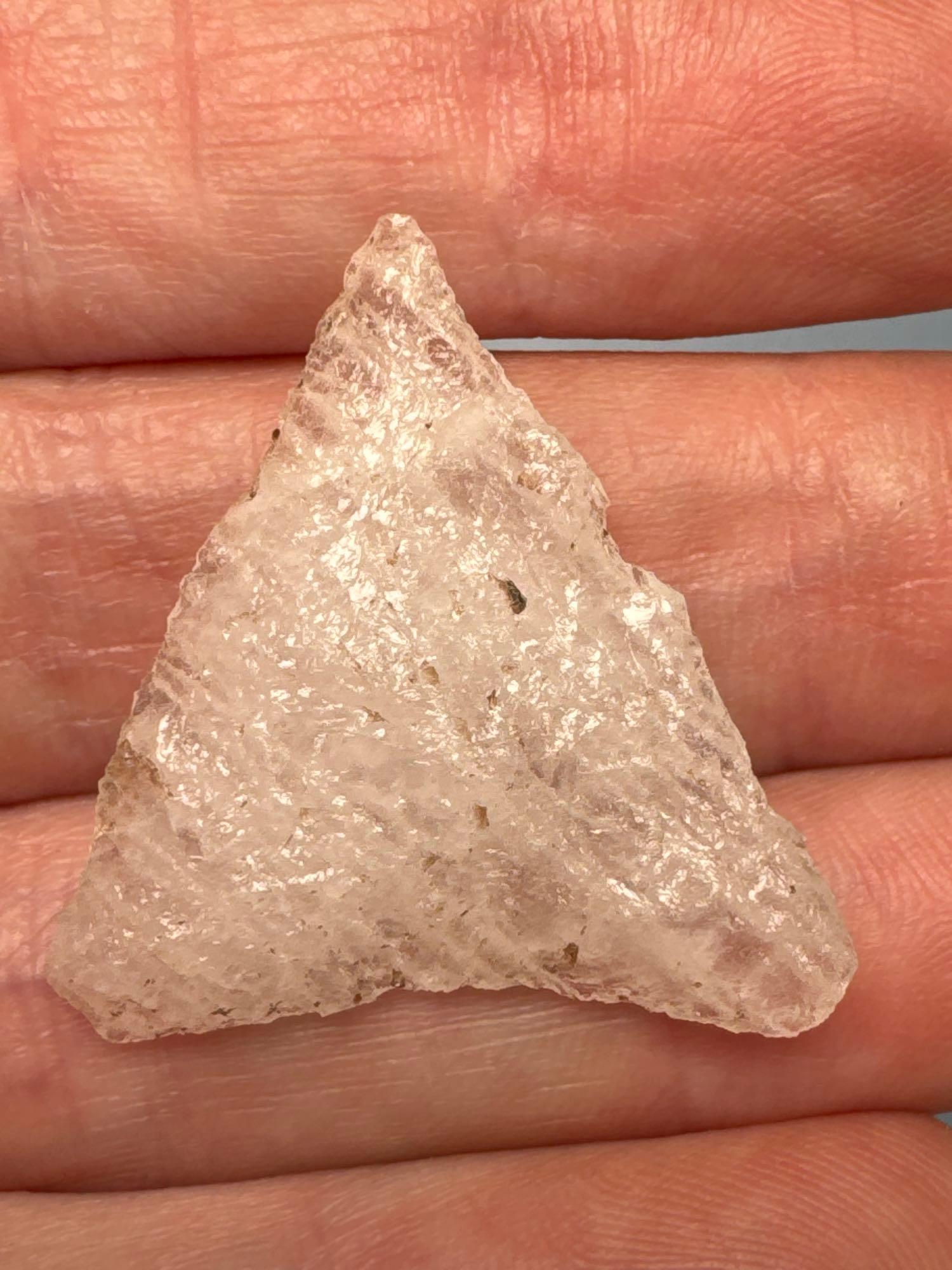 1 1/4" Banded Quartz Crystalline, Semi Translucent Levenna Triangle Point, Found in PA