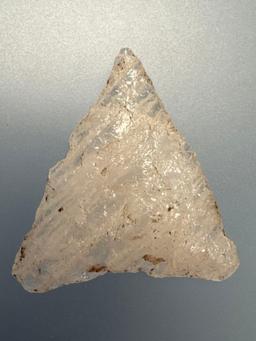 1 1/4" Banded Quartz Crystalline, Semi Translucent Levenna Triangle Point, Found in PA
