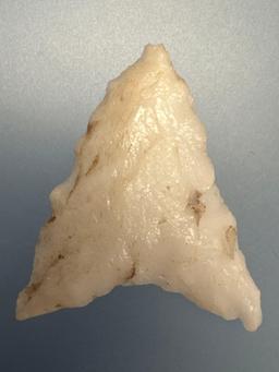 1 1/4" White Quartz Levana Triangle Point, Found in PA