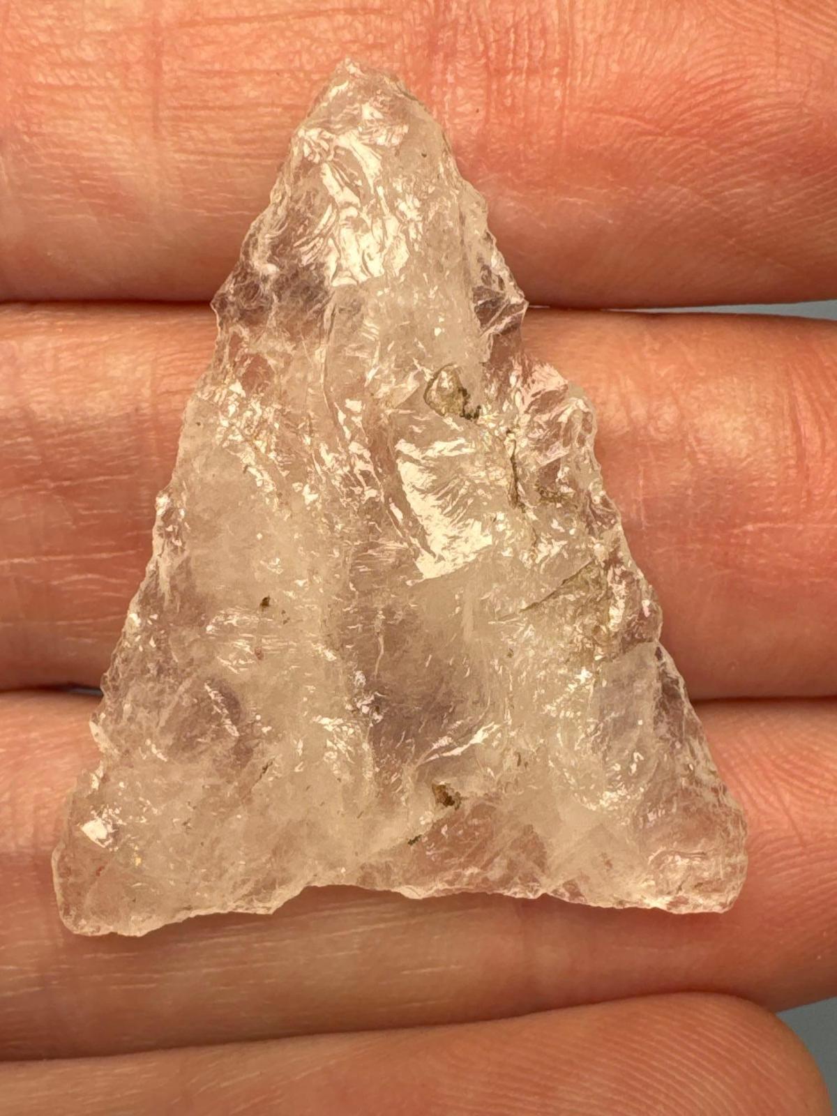 SUPERB Semi-Translucent Quartz Crystalline Triangle Point, 1 3/8", Found in PA