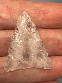 SUPERB Semi-Translucent Quartz Crystalline Triangle Point, 1 3/8", Found in PA