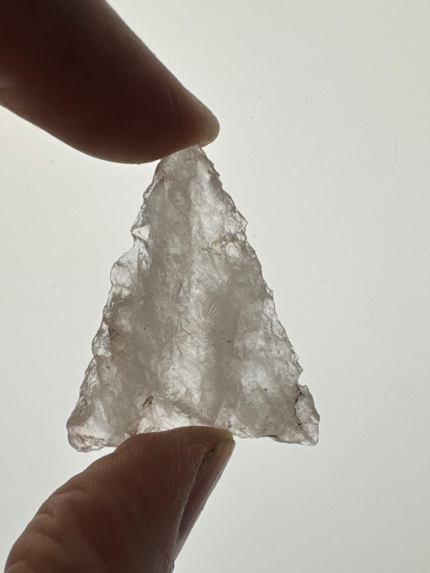 SUPERB Semi-Translucent Quartz Crystalline Triangle Point, 1 3/8", Found in PA