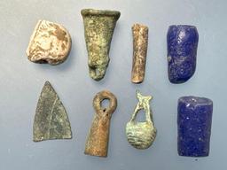 Lot of Misc Artifacts- Neolithic Points, Sharan Beads, Bone Awl, Triangles, Musket Ball, etc.