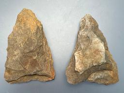 Pair of Rhyolite Triangular Blade Preforms, Found in Jim Thorpe Area in Pennsylvania, Longest is 2 1