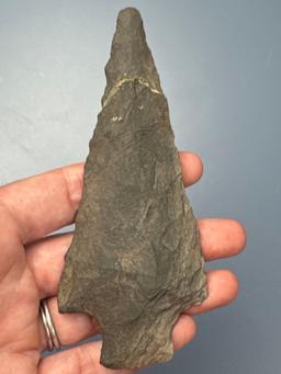 Large 4 3/4" Carbon County Chert Stem Point, Broken+Reglued near Tip, Found in Jim Thorpe Area in Pe