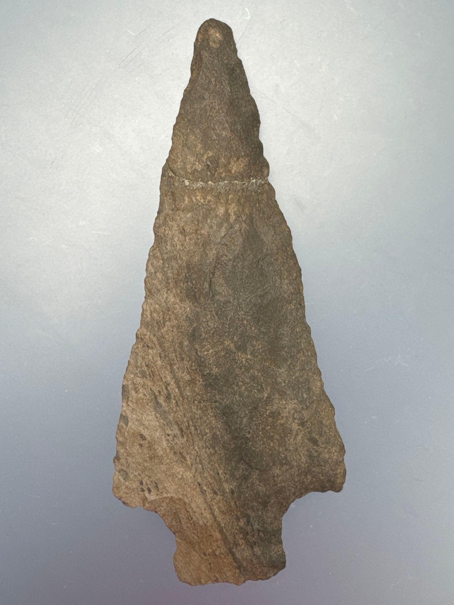 Large 4 3/4" Carbon County Chert Stem Point, Broken+Reglued near Tip, Found in Jim Thorpe Area in Pe