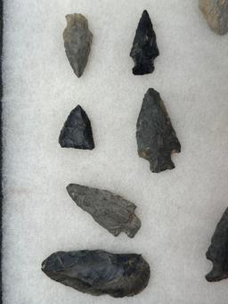 23 Arrowheads, Rhyolite, Quartz, Found in Jim Thorpe Area in Pennsylvania, Longest is 3"