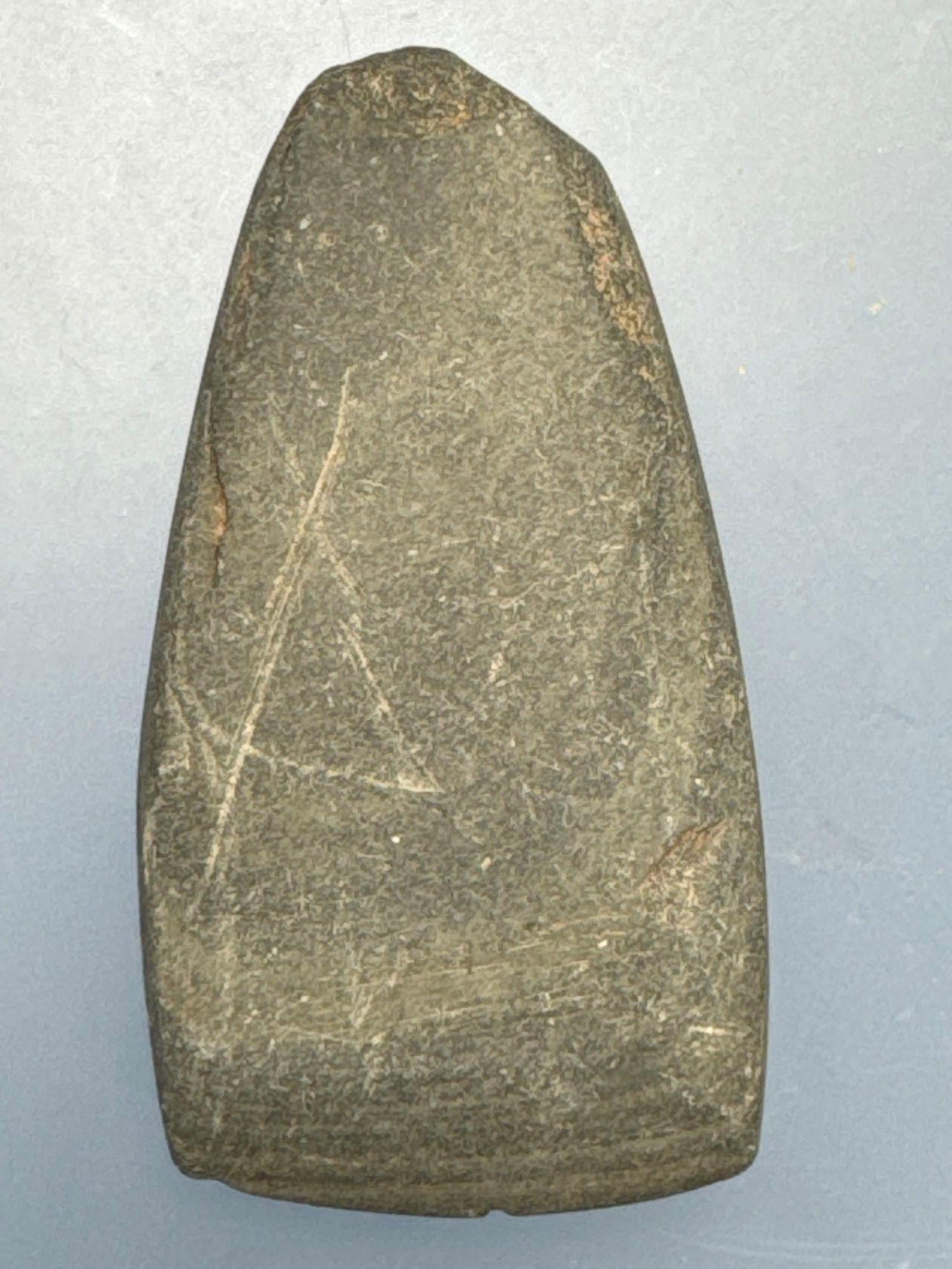 2 1/2" Miniature Banded Slate Celt, Found in Ohio, Purchased from Dick Savidge in 1998, Ex: Walt Pod