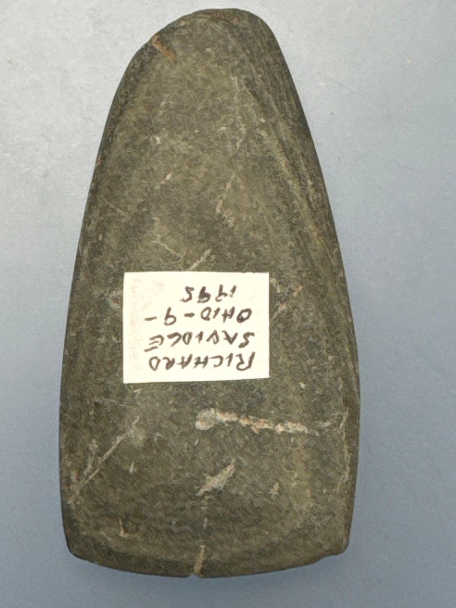 2 1/2" Miniature Banded Slate Celt, Found in Ohio, Purchased from Dick Savidge in 1998, Ex: Walt Pod