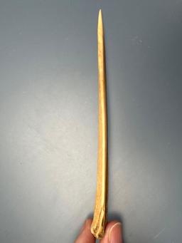 5 1/2" Bone Awl, Nice Example, Found in Ontario Co., NY, Ex: Dean Thomas