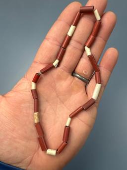 12" Red and White Glass Trade Beads, Iroquoian Dann Site, 1655-1675, Monroe Co., New York, Ex: Dean
