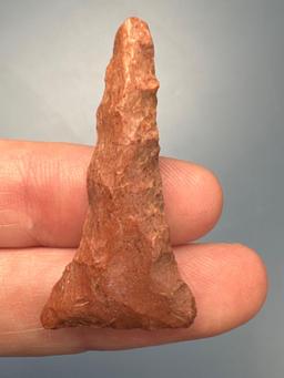 1 1/2" Pink Jasper Paddle Drill, Found in Lehigh Co., PA, Ex: Dean Thomas Collection