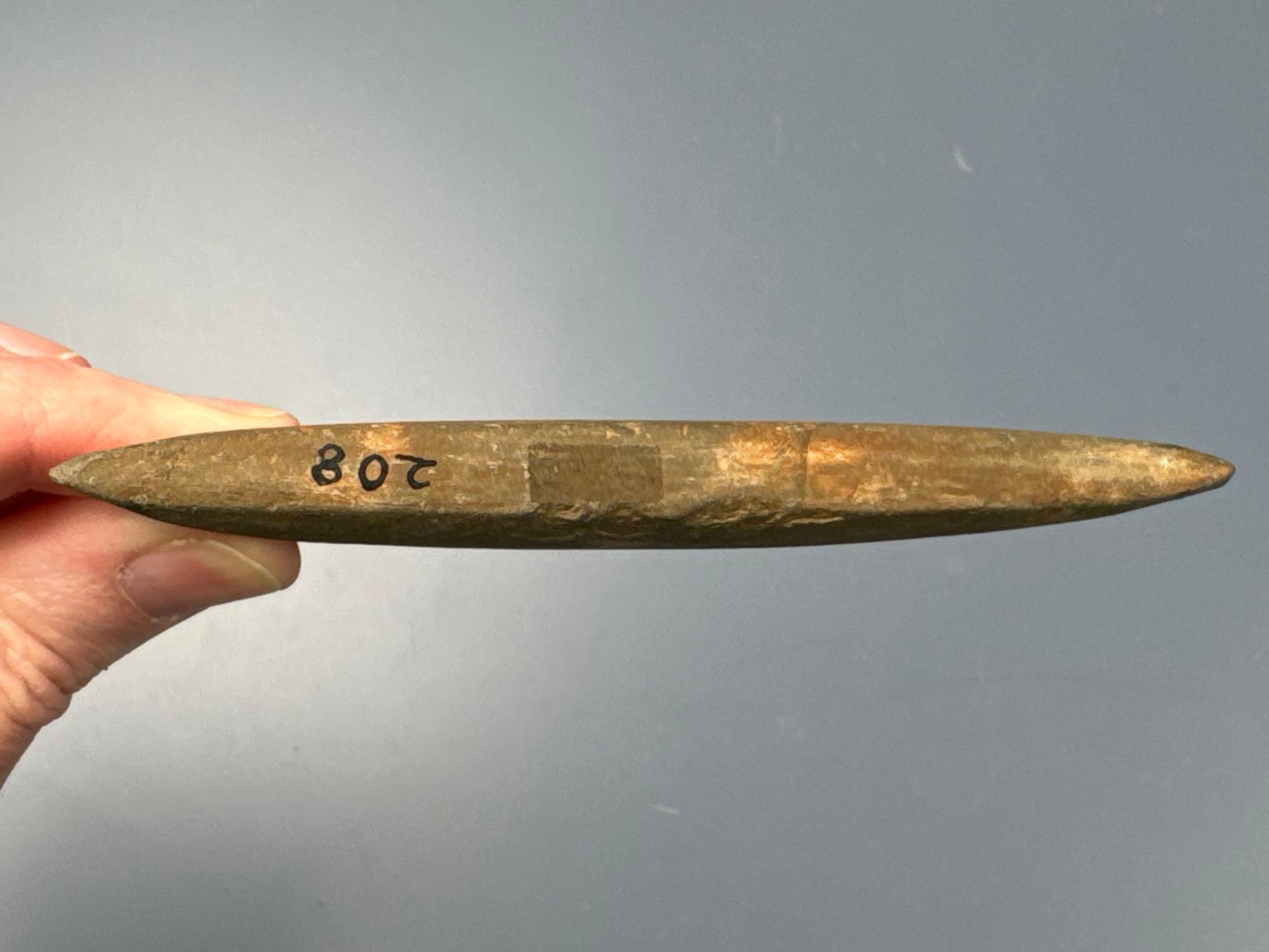 HIGHLIGHT 4 3/8? Abbott Farm Found Slate Ulu/Semi Lunar Knife, Comb Back, Found by Kenneth Gleason