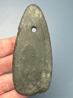 3 3/8" Banded Slate Pendant, Found in Western Ohio, Minor Nicks to Edge, Ex: Cicero Collection