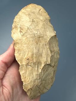 Large 6 1/4" Burlington Chert Biface, Found in Illinois, Ex: Cicero Collection